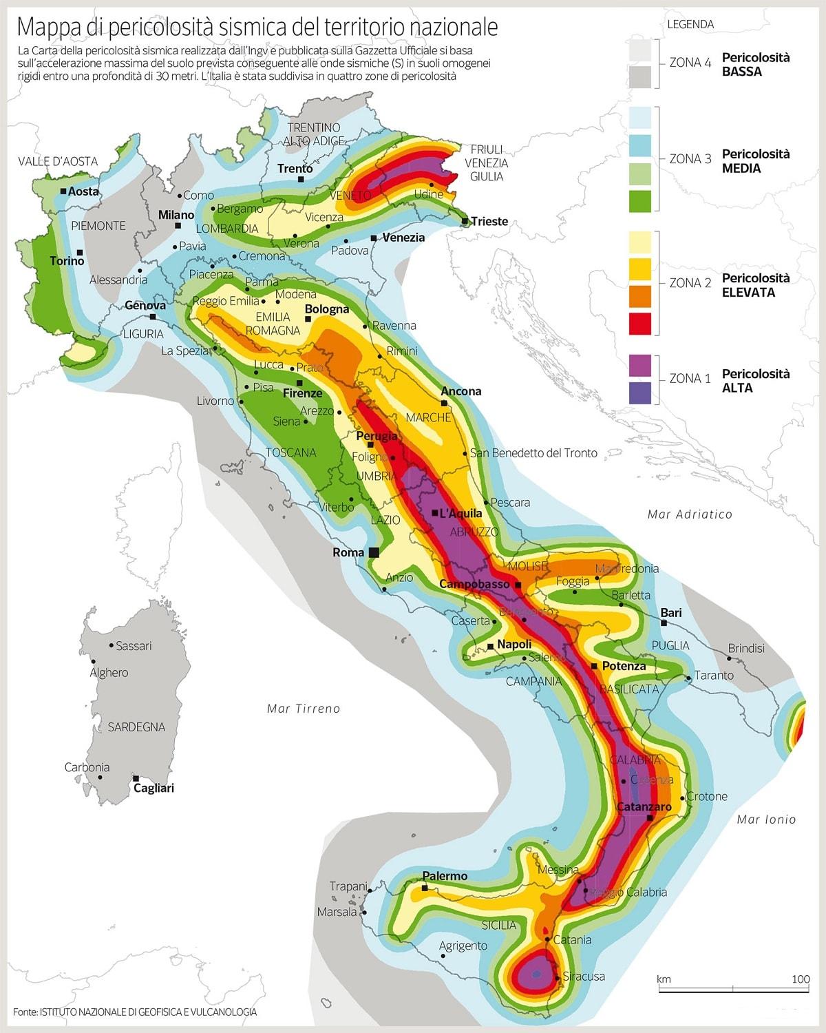 Mappa rischio sismico ITALIA mappa terremoti italia